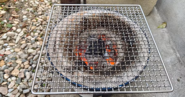焼き網を加熱する